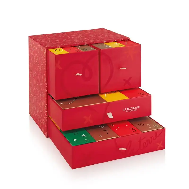 Caja de cartón de lujo de 12 días, embalaje de galletas de Chocolate de Navidad personalizado, caja de memoria para bebé, calendario de adviento