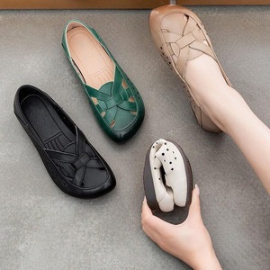 Sandalias Planas Elegantes para Mujer, Color Sólido, Punta Redonda, Deslizables, Transpirables, de Microfibra, Zapatos de Verano, Envío Directo - Product Image 3