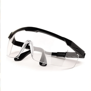 Occhiali di sicurezza MNJ con lenti trasparenti e montatura nera, occhiali protettivi per lavoro e uso in laboratorio, confezione da 12 pezzi - Product Image 1