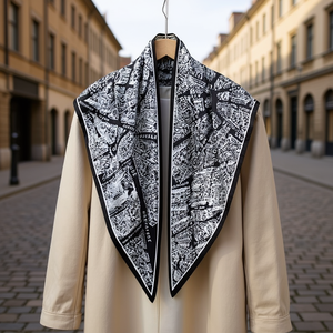 Bufanda triangular multifuncional de 135x60 cm con diseño de mapa impreso para mujer, accesorio de moda - Product Image 2