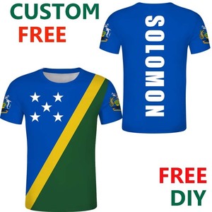 เสื้อยืดลายธงชาติหมู่เกาะโซโลมอน เสื้อยืดแขนสั้นผู้ชายสำหรับฤดูร้อน ลายตราสัญลักษณ์ฮอนิอารา เสื้อยืดออกแบบเองได้ ลายธงชาติหมู่เกาะโซโลมอน ดีไซน์เสื้อยืดท็อป - Product Image 3