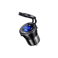 Kewig pengisi daya LED mobil USB ganda aluminium 45W kustom dengan tipe C dan 2 port lain pengisian cepat QC3.0 untuk mobil perahu UTVs