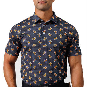 Camiseta Polo Clásica para Hombre, Corte Entallado, Elástica, para Golf y Negocios, Deportiva, Transpirable, con Impresión por Transferencia de Calor, de Poliéster y Elastano - Product Image 1