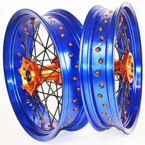 Juego de ruedas <span class=keywords><strong>supermotard</strong></span> para <span class=keywords><strong>Yamaha</strong></span>, aleación de aluminio anodizado, YZ125, 2017, 17x3,5/17x4,5 - Product Image 2