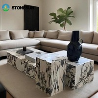 Table basse en marbre Calacatta Viola de luxe de StoneSun Calcutta, bloc carré de faible hauteur, table en marbre