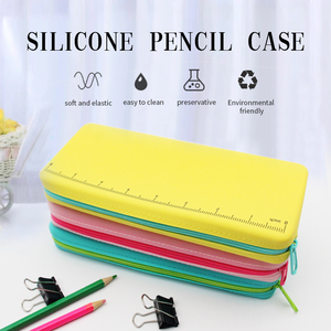 Estuche para Lápices al por Mayor, Bolsa de Almacenamiento de Papelería de Silicona con Cierre Personalizado, Regla, Impresión de Logotipo, Estuche de Alta Calidad - Product Image 2