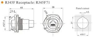 WEIPU Không Thấm Nước Nữ Ethernet LAN Trong Nhà Kết Nối Cáp IP67 Cat 7 Rj45 Kết Nối