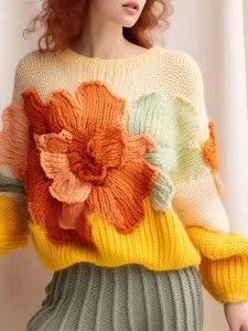 Maglione <span class=keywords><strong>Oversize</strong></span> Invernale Fatto a Mano per Ragazze, Design Personalizzato, <span class=keywords><strong>Abbigliamento</strong></span> all'Ingrosso, Maglioni da <span class=keywords><strong>Donna</strong></span> - Product Image 2