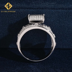 Anillo Cuadrado de Diamantes Cultivados en Laboratorio con Incrustaciones Completas, Estilo Hip Hop, para Hombre, de ZUANFA JEWELRY - Product Image 3
