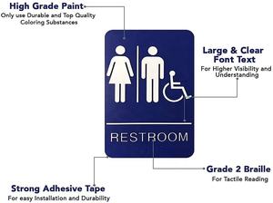 Securun prodotto di massa blu acrilico wc segno con Braille toilette segno con nastro adesivo - Product Image 4