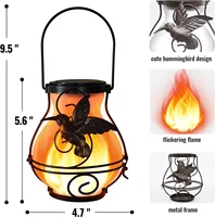 Lanterne solaire LED suspendue en verre effet flamme, étanche IP65, alimentée par batterie, pour jardin et aménagement paysager, avec batterie rechargeable
