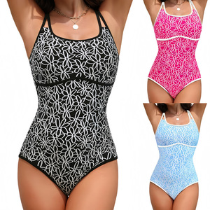 Maillot de bain une pièce <span class=keywords><strong>sexy</strong></span> à double bretelle pour femme, monokini ajusté, maillot de bain en polyester très extensible - Product Image 1