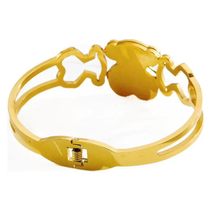 Italian Jewellery 14 K Yellow <b>Gold</b> Tennis Stainless Steel Bear Bangle <b>Bracelet</b> - Product Image 2
