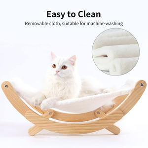 Hamaca de madera para gatos, cama mecedora, cama lavable para gatos para invierno, silla mecedora para mascotas, tumbona para gatos de pie, cama para gatos de madera maciza - Product Image 4
