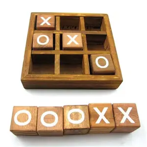 Giocattoli educativi all'ingrosso della fabbrica XO scacchi in legno Tic Tac Toe gioco da tavolo per bambini