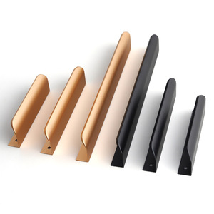 Versteckter Griff aus Aluminiumlegierung, Moderner Minimalistischer Luxus-Schrankgriff, Schubladengriff, Türgriff ohne Bohren, Langer Verdeckter Griff in Schwarz - Product Image 1
