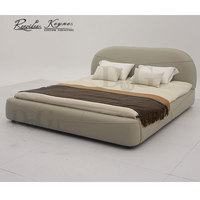 Lit rembourré de luxe en cuir, lit plateforme taille Queen avec tête de lit capitonnée pour chambre principale