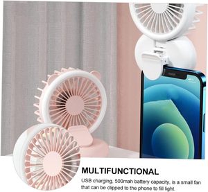 Ventilateur portable à clipser, mini ventilateur de téléphone rechargeable, pour la maison, l'extérieur et les voyages, avec anneau lumineux LED et clip pour téléphone, ventilateur pliable à main - Product Image 3