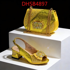 Conjunto de zapatos y bolsos africanos de alta calidad, Sandalias de tacón alto para fiesta de Nigeria, embrague a juego con piedra - Product Image 4