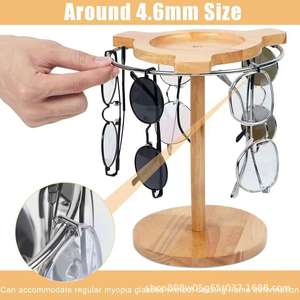 Wooden <b>Rotating</b> Sunglasses Display <b>Rack</b> 12 Slots Multipurpose Desktop Organizer Eco Friendly Eyewear <b>Storage</b> Stand - Product Image 3