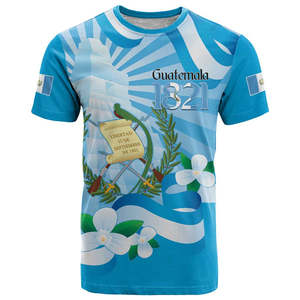 Maglietta per il Giorno dell'Indipendenza della <span class=keywords><strong>Guatemala</strong></span> dal 1821, con stemma e <span class=keywords><strong>Tikal</strong></span>, 1821 9.15, in poliestere - Product Image 2