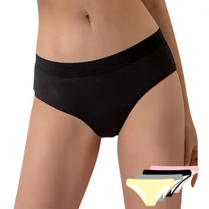 Famicheer 100% Organic Cotton Menstrual Women Panties 3 Layers Leak Proof Seamless Bikini Woven Adults String Bikini Everyday