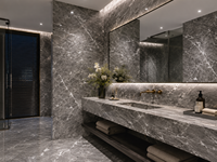 Dalles de marbre gris Tundra pour murs de douche, crédences anti-éclaboussures, tables à manger, carreaux de sol, comptoirs de cuisine, meubles de salle de bain
