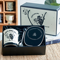Set Hadiah Mug Kaca Buatan Tangan Mewah Wisteria Custom Logo Embossed Exquisite Keep Smiling Angel Rose, Hadiah Bisnis Suhu Konstan