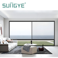 SUNGYE Modernes Haus-Aluminiumfenster Vollansicht-Schiebefenster Doppelt Gehärtetes Glas Mehrspuriges Design Schiebefenster mit Fliegengitter