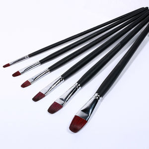 Ensemble de 6 pinceaux en poils de belette, manche en bois, forme de noisette, pour peinture à l'huile et aquarelle, en boîte, fournitures artistiques - Product Image 1