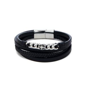 Custom 316l Stainless Steel <b>Men</b> <b>Bracelet</b> Engrave 14k 18k Gold Plated Fashion Multi-layer Leather Braided <b>Bracelet</b> for <b>Men</b> - Product Image 5