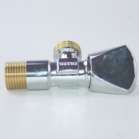 Robinet d'arrêt d'angle en laiton chromé de haute qualité pour toilettes, filetage mâle 1/2*1/2
