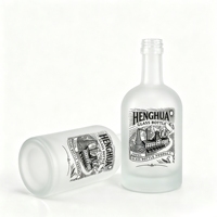 En stock, bouteille en verre givré pour spiritueux de 10 cl, 20 cl, 33 cl, 37,5 cl, 50 cl, pour vodka, whisky, rhum, gin, avec bouchon à vis en aluminium