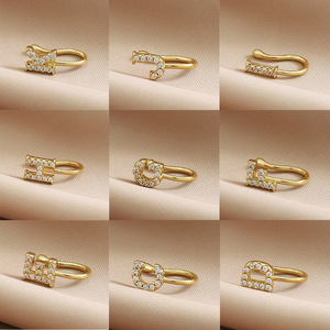 Anneaux de nez en forme de U, 26 lettres, clip d'<span class=keywords><strong>oreille</strong></span>, <span class=keywords><strong>faux</strong></span> <span class=keywords><strong>piercing</strong></span>, pince de nez, manchette de <span class=keywords><strong>cartilage</strong></span>, boucle d'<span class=keywords><strong>oreille</strong></span>, cuivre doré, bijoux corporels non perforés - Product Image 3