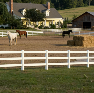 Valla de PVC de 3 rieles para caballos, vinilo blanco, 4.5 pies de altura, ecológica, certificada, fácil de montar, modelado 3D - Product Image 4