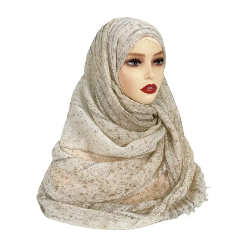 New designer islamic acrylic fabric pashmina knitted shawl stripes khimar hijab veils cashmere wool head scarf for muslim women