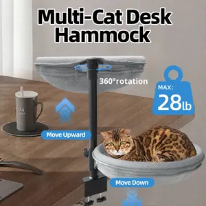 Hamaca para gato cuadrada sólida clásica moderna, rotación de 360, altura ajustable, cama para gato de tamaño pequeño, escritorio - Product Image 4