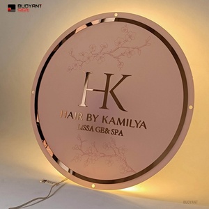 Custom Round Acrylic Sign Board Illuminate 3D Logo Beauty Shop Salon <b>Wall</b> Sign Led Backlit Business Logo Sign - Product Image 1
