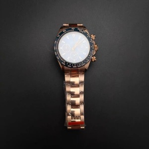 Montre chronographe à quartz pour hommes, 39mm, or rose, avec lunette couleur Mulan, verre saphir, mouvement VK63 - Product Image 4