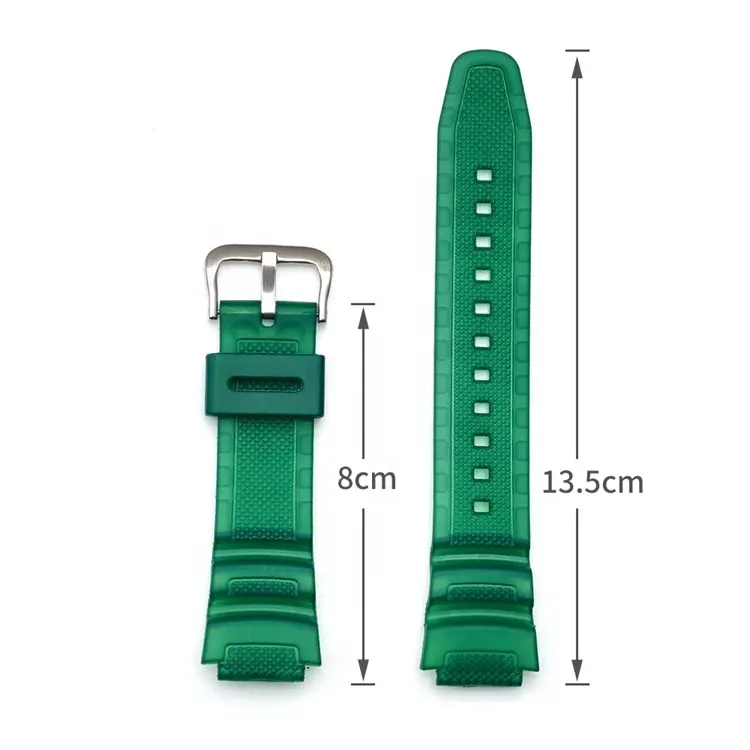 Wholesale green orange blue red brown clear pu watch strap 18mm plastic resin watch band for G shock watch