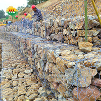 Gabions hexagonaux en fil de fer galvanisé, revêtement PVC, 2x1x1m, pour contrôle des inondations et aménagement de talus, stock disponible, travaux d'ingénierie civile