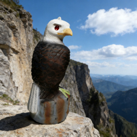 Señuelo de águila calva realista personalizado con base de roca y anillo para colgar, ligero, para exteriores, disuasor de caza y accesorio ahuyentador.