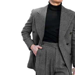 Giacche da sposa da <span class=keywords><strong>uomo</strong></span> a spina di pesce abito da <span class=keywords><strong>uomo</strong></span> 2 pezzi completo completo da <span class=keywords><strong>uomo</strong></span> elegante abito Slim Fit Tweed - Product Image 1