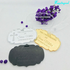 Specchio dorato grazioso orso acrilico regalo Tag coriandoli per la nascita del bambino Souvenir - Product Image 6