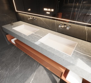 Grey thạch anh bông tuyết tấm phổ biến lớn đá nhân tạo cho phòng tắm Vanity Tops nhà bếp bảng Tops chống cháy cho nhà khách sạn - Product Image 5