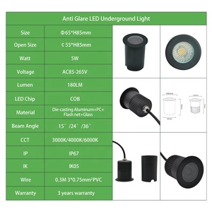 Đèn <span class=keywords><strong>Led</strong></span> ngầm IP67 sàn chống nước Đèn Ngoài Trời cảnh quan <span class=keywords><strong>Mini</strong></span> Đèn inground AC/DC12-24V/AC85-265V 5W - Product Image 4