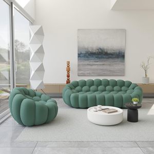 Sofá Curvo de 3 Plazas, Sofá Tapizado Cómodo, Tela de Malla con Forma de Panal 3D Moderno para Sala de Estar, Apartamento SE-103-3 3 Plazas - Product Image 5