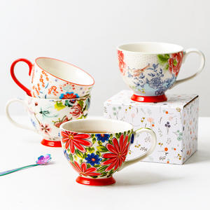 Taza de Cerámica Pintada a Mano Estilo Americano, Taza Creativa Estilo Pastoral, Taza de Gran Capacidad para <span class=keywords><strong>Desayuno</strong></span>, Taza para Avena - Product Image 3