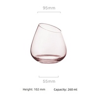 Flûtes à champagne élégantes en verre rose cristal avec base concave inclinée et design de gobelet, motif flamant rose