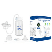 Biberon bébé 3-en-1 OEM sans BPA en PP/LSR silicone, droit et rond, sans poignée, à large ouverture, imprimé, 0-12 mois, 300 ml, modèle WPF01